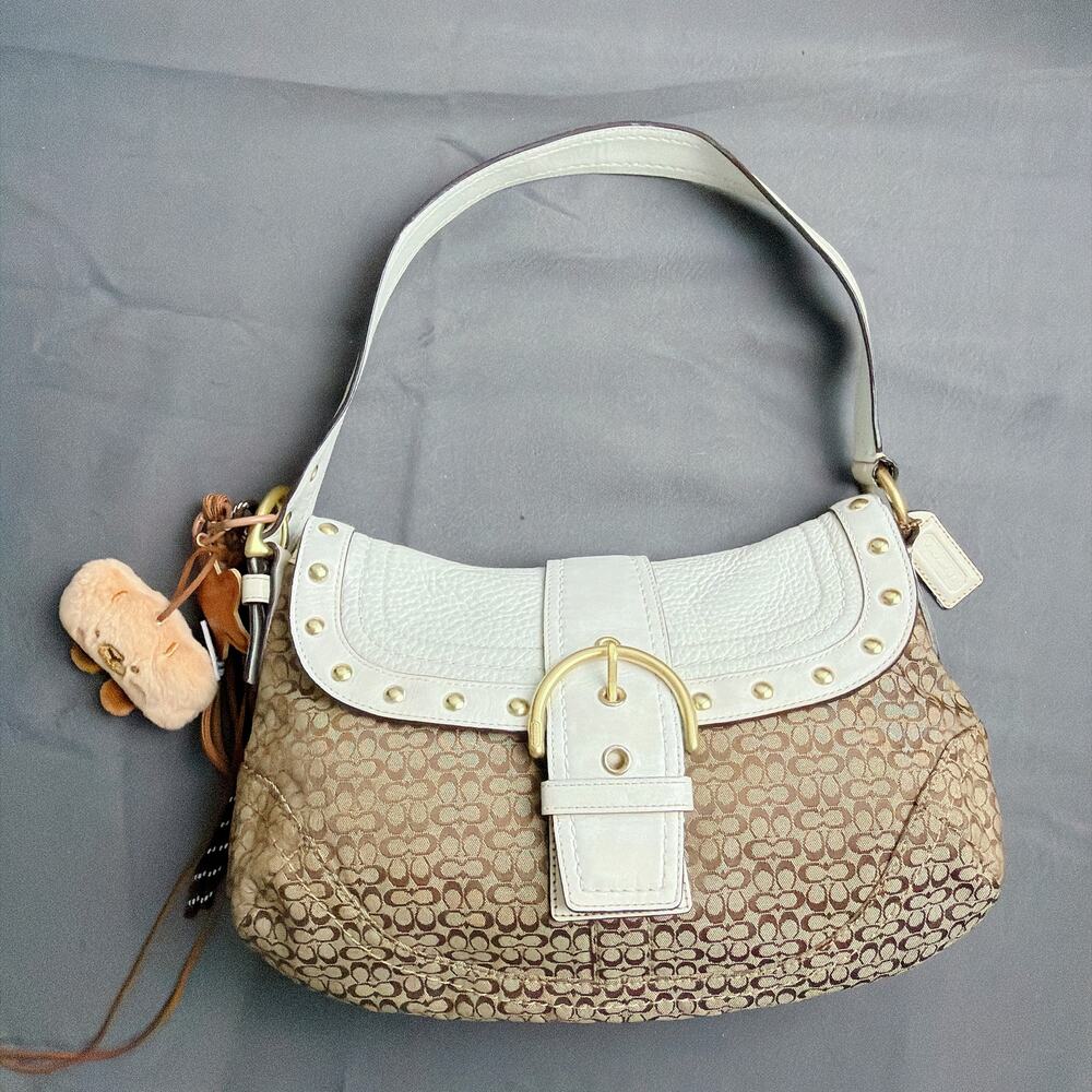 Coach Y2K Soho Signature Studded Buckle Flap Hobo Bag F11534